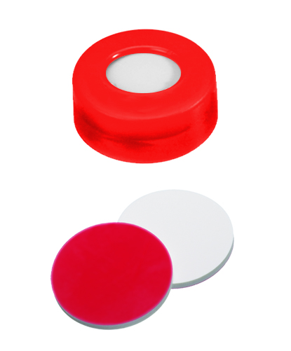 Obrázek PE Snap Ring cap red 6 mm centre hole, Septum Silicone/PTFE