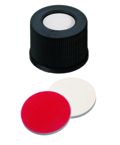Obrázek Polypropylene Screw  Cap black, 8.5 mm centre hole, Septum Silicone/PTFE