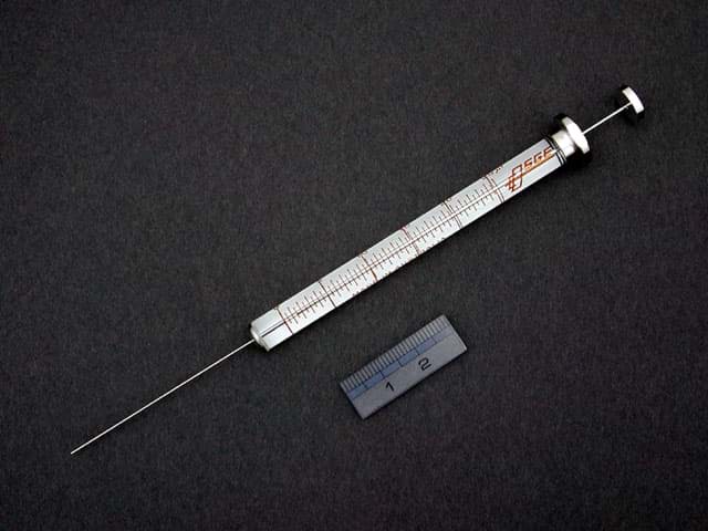 Obrázek Syringe; 25 µl; gas tight; fixed needle; 26G; 57 mm needle length;cone tip