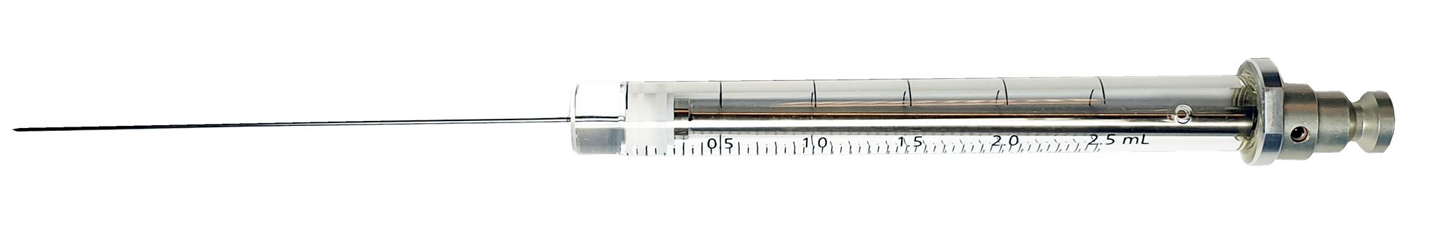 Obrázek HS Syringe; 2.5 ml; gas tight; fixed needle;23G;65mm needle length;side hole dome