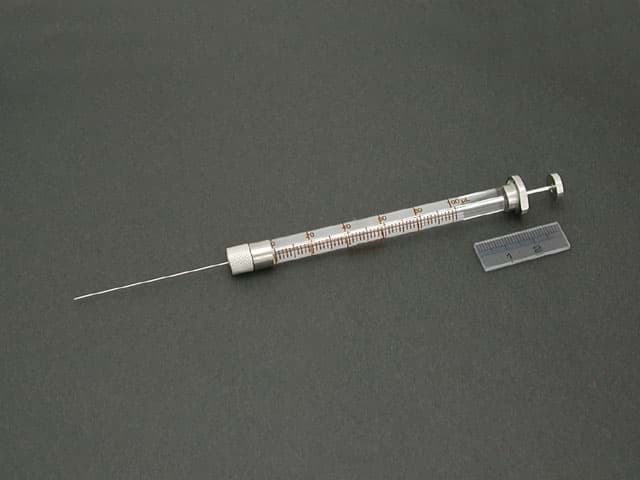 Picture of Syringe; 100 µl; 25G; removable needle; 50 mm needle length; beveled tip